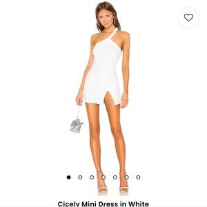 superdown White One-Shoulder Mini Dress with Front Slit